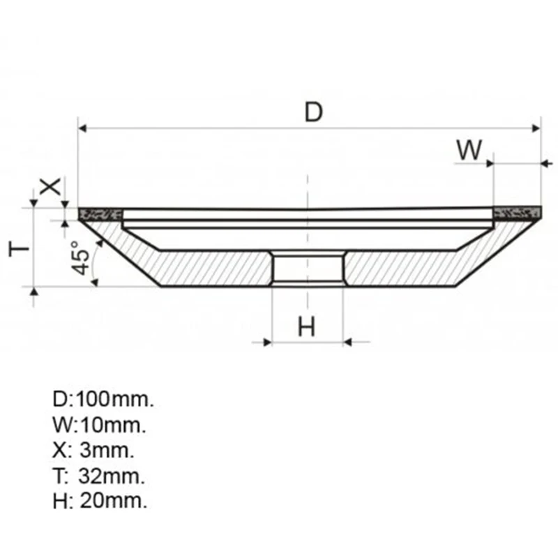 D100-W10-X3-T32-H20 инструмент для шлифовки алмазных колес 125/100; 100/80; 160/125