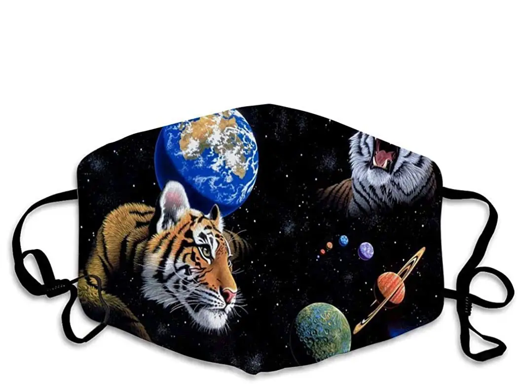 

Personalized Smile Face Mouth Mask Anti Dust Face Mask Adjustable Earloop Tiger OneSize