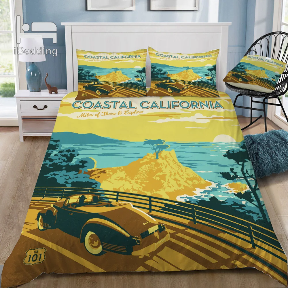 Group Coastal California 3D Bedding Set Printed Duvet Cover Queen King Twin Size | Дом и сад