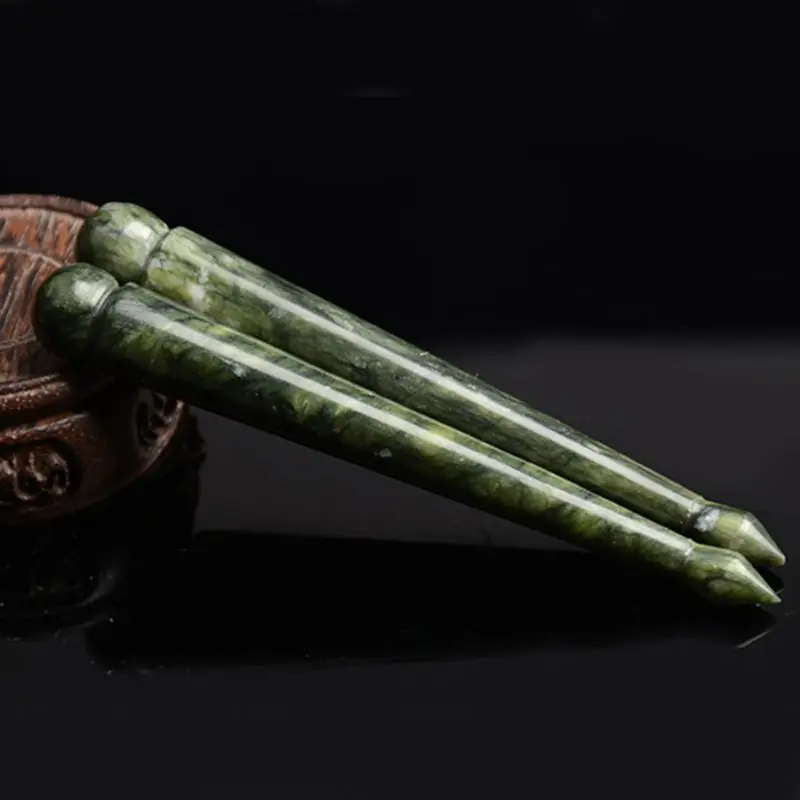 Массажная палочка из натурального нефрита с акупунктурным точечным массажем, инструмент для выскабливания мышц Gua Sha, массажная палочка из нефрита 12,5x1,5 см