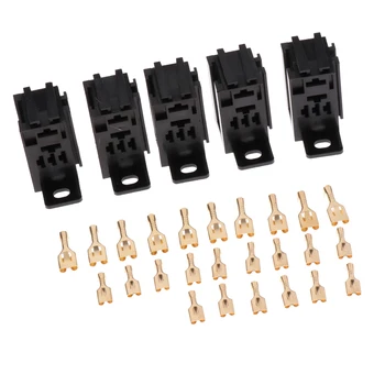 

5 Pieces 60AMP Micro 5-Pin Relay Board Mount Socket With 25 Copper Terminals