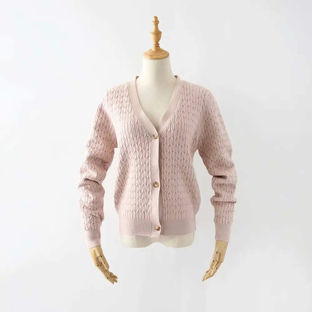 019 pink AY15 Bazaleas, Ретро стиль, v-образный вырез, пуговицы, для женщин, женская уличная одежда, свободный фиолетовый кардиган, harajuku, вязаный свитер для женщин - Цвет: 019 pink AY15