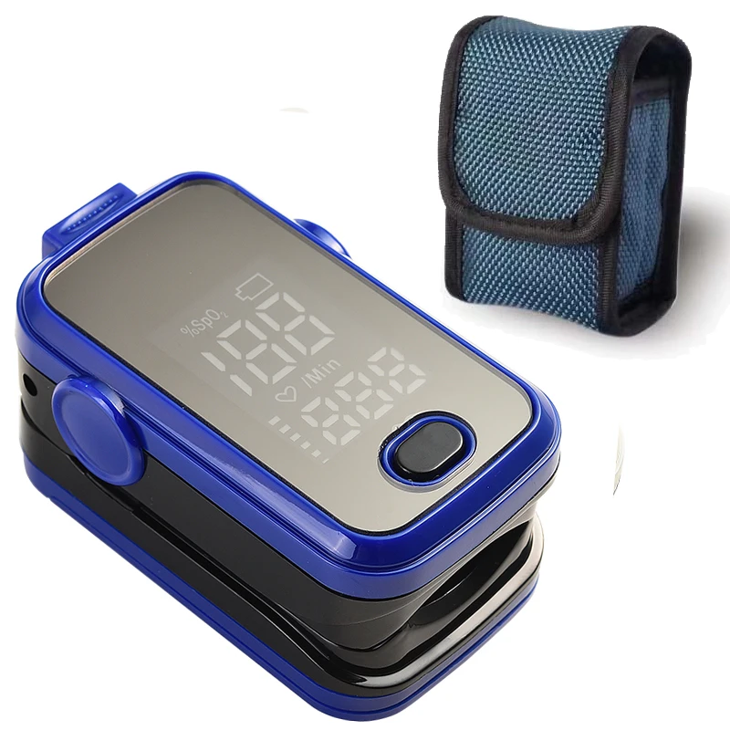Blue with case Пальчиковый Пульсоксиметр De Dedo Pulso Oximetro домашний семейный Пульс оксиметр пульсиоксиметром Пальчиковый Пульсоксиметр FDA CE одобренный - Цвет: Blue with case