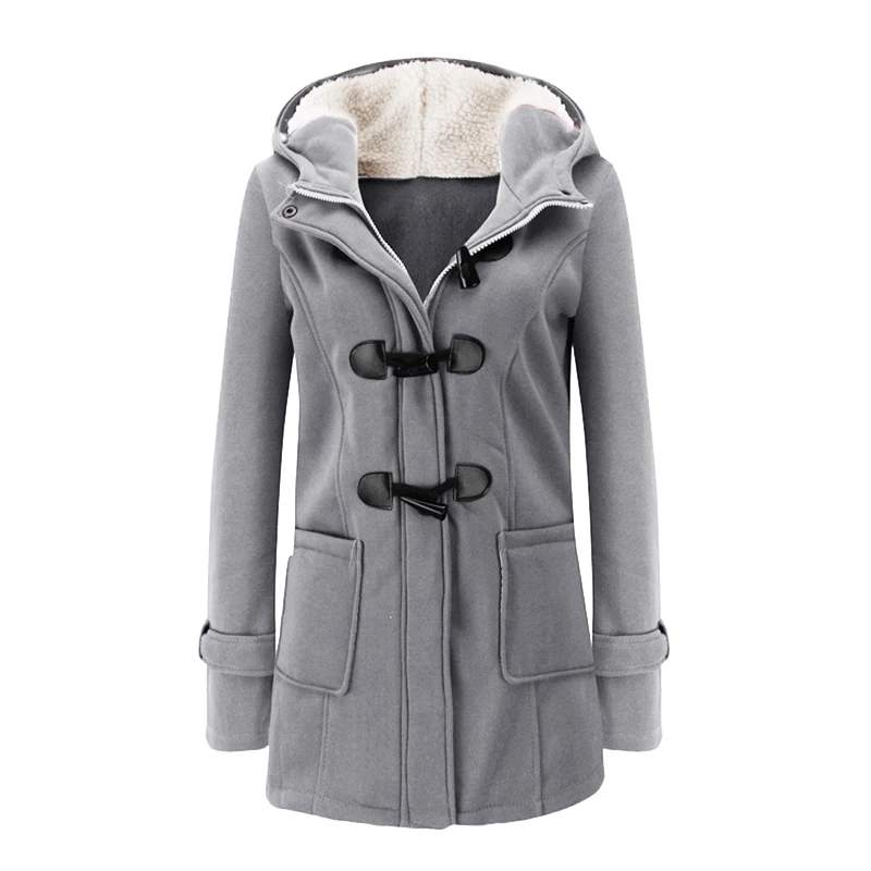 light gray Зимняя парка с капюшоном размера плюс для женщин, плотное зимнее пальто для девочек, хлопковая куртка, модное длинное пальто для улицы, Женский однотонный топ для девушек - Цвет: light gray