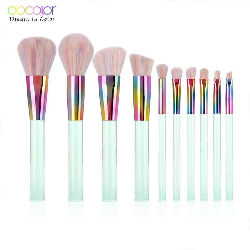 

Docolor 10PCS Makeup Brushes Set Powder Foundation Eye Shadow Blush Blending Cosmetics Beauty Make Up Brush with Bag Tool Kits