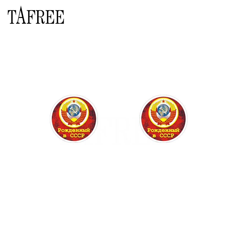 TAFREE CCCP USSR Soviet Symbol Clip on Earrings Acrylic Epoxy Resin  Tiny ear clip Earrings for women 2020 fashion Jewelry 5
