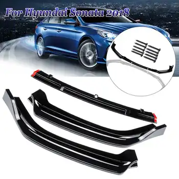 

3Pcs Gloss Black Front Bumper Splitter Lip Spoiler Diffuser Deflector Protector Guard For Hyundai For Sonata Hybrid 2018