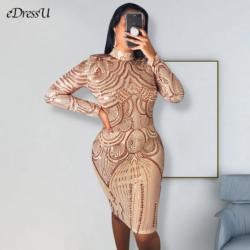 2020 Sequins Robe de Soiree Gold Evening Party Dress Sexy Glitter Vestido Fiesta Celebrity Formal Club Wear OSH-19509 | Женская одежда
