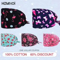 Color Printing Cotton Adjustable Nurse Cap Surgeon Surgery Cap Dentist Cap Kitchen Laboratory Work Cap Beauty Salon Scrub Cap