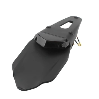 

Motorcycle Rear Fender License Plate Bracket with 12V LED Taillight Brake Light, for Off-Road Motorcycle Exc(BLACK)