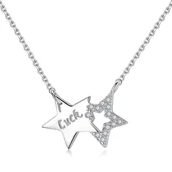 Fenchen подлинное 925 пробы Серебряное ожерелье с кулоном в виде звезды для Для женщин Свадебные украшения для помолвки воротник Femme подарок AN088