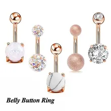 Женские пупковые кольца, розовое золото, серебро, стразы, сексуальный пирсинг пупка, кольцо, ювелирные изделия для тела, медицинская сталь