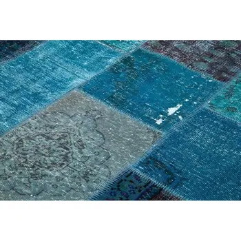 

166x242 Cm Turquoise Handmade Patchwork Rug-5x8 Ft