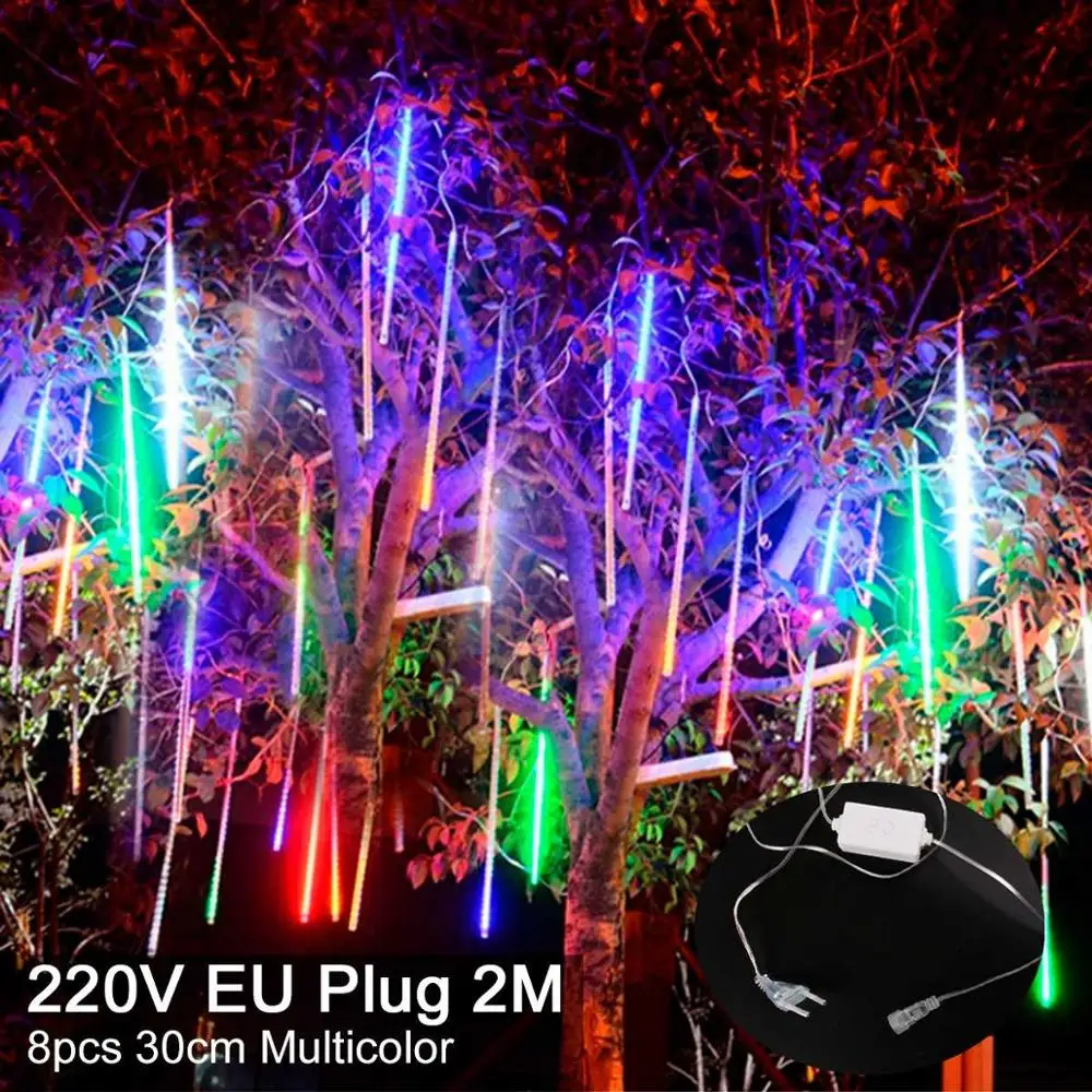 EU 30cm 96LED Mix Huiran Рождественская елка колокольчики с фигуркой лося светодиодный струнные огни Рождественские украшения для дома Рождественская занавеска огни счастливого нового года - Цвет: EU 30cm 96LED Mix