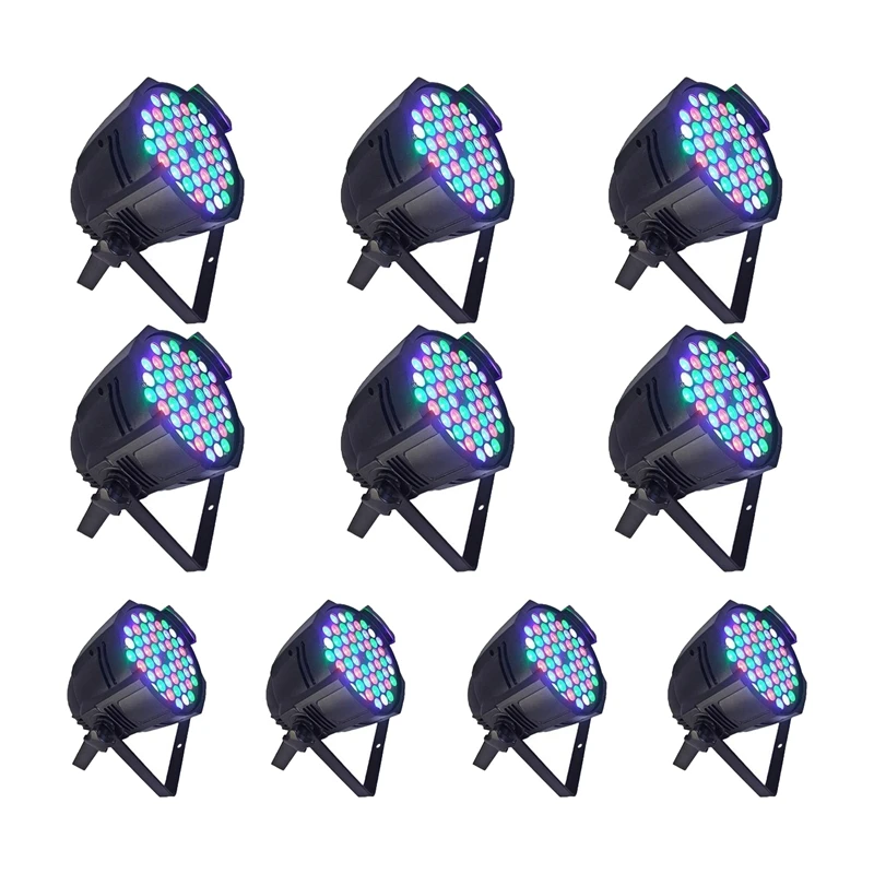 

10pcs 54x3W LED PAR Lights RGBW PAR64 DMX512 Stage Party Show