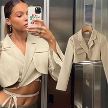 

Jenny&Dave Women Jackets Ins Blogger England Style High Street Vintage Short Bandage Sexy Short Blazer Women Blazer Mujer Top