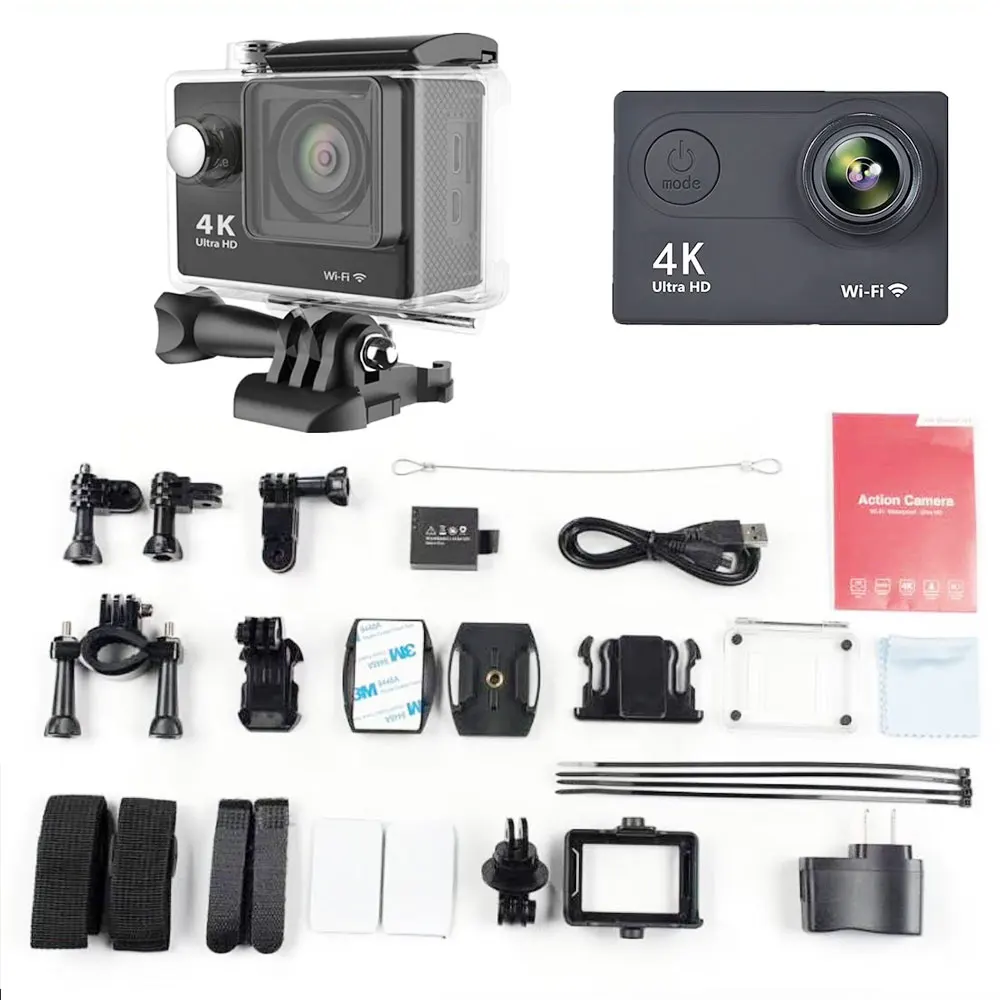 Cámara de Acción Ultra HD 4K WiFi, pantalla de 2,0 170D subacuática Go Pro, casco con cámara deportiva, grabación de vídeo para bicicleta
