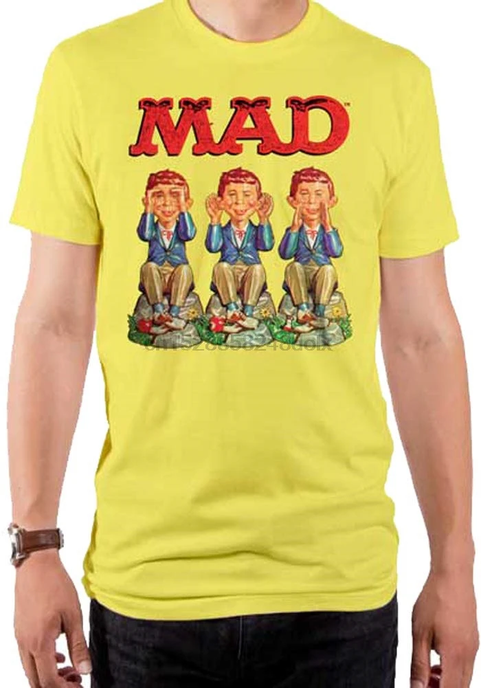 Мягкая обтягивающая футболка Mad Magazine Alfred E Neuman See Speak Hear |