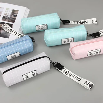 

1pc Pencil Case Square Lanyard High Capacity PU Pen Bag Creative Storage Bag Pencil Bag Cartoon Stationery Bag School Supplies