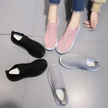 

Design Women Running Shoes female Sock Sneakers Breathable Sport Athletic shoes Trainers Knit basket femme Flat Shoes