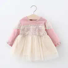 Г. Платье для маленьких девочек; весенние кружевные праздничные платья-пачки с длинными рукавами для девочек; детское платье; детская одежда; одежда для детей;