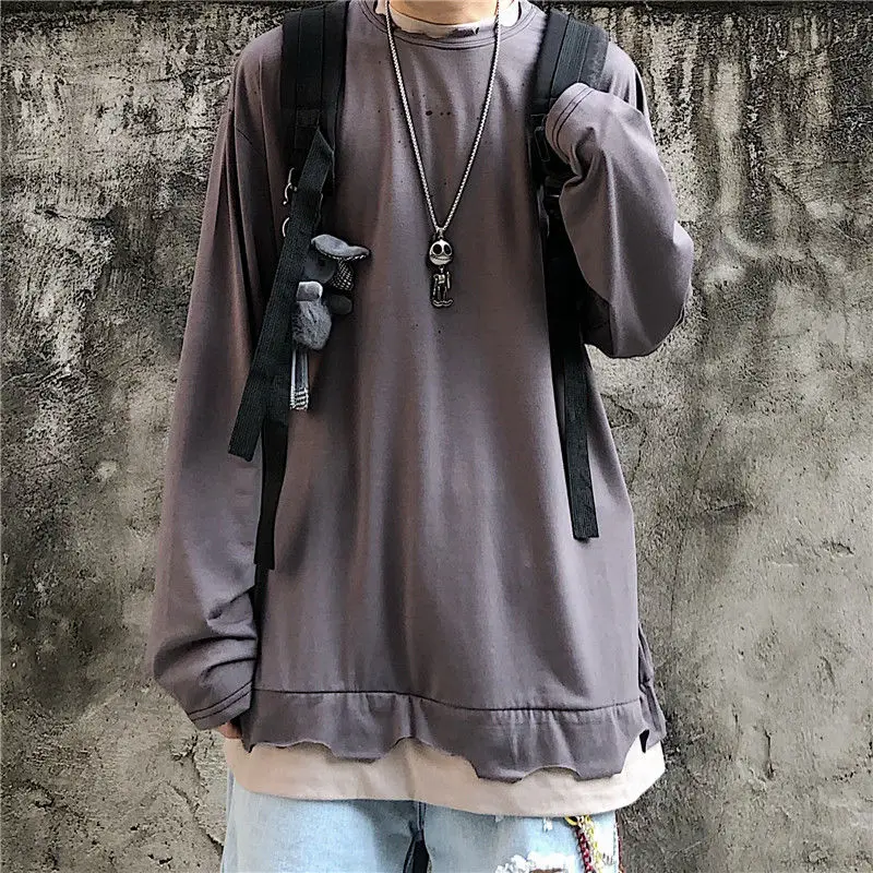

Korean Fake Two-piece Hoodie Men's Fashion Cotton Casual Sweatshirt Men Streetwear Loose Hip-hop Pullover Hoodies Mens Hoody