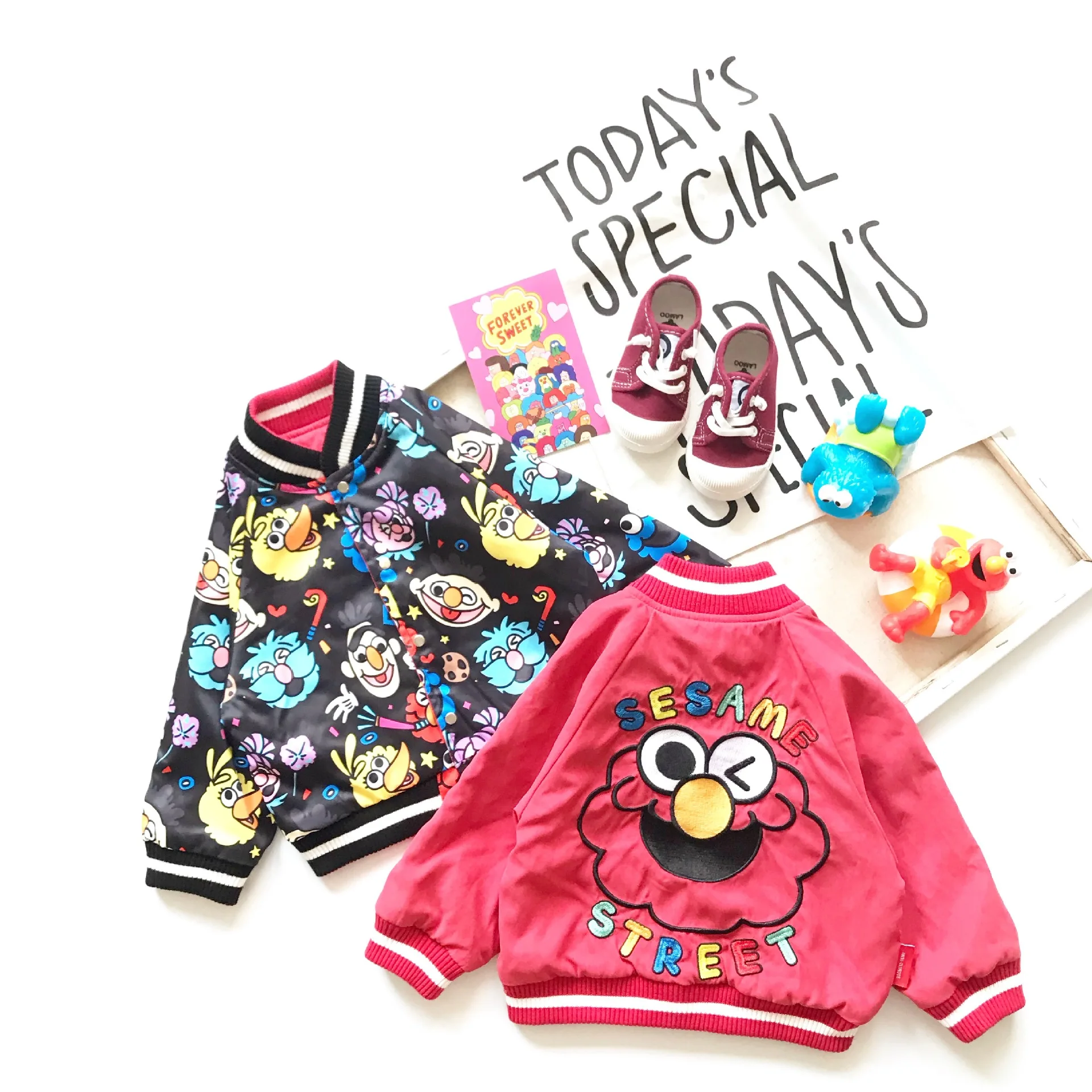 Tonytaobaby/Новая Осенняя детская одежда для мальчиков и девочек милое двустороннее Детское пальто с рисунком, куртка пальто для девочек