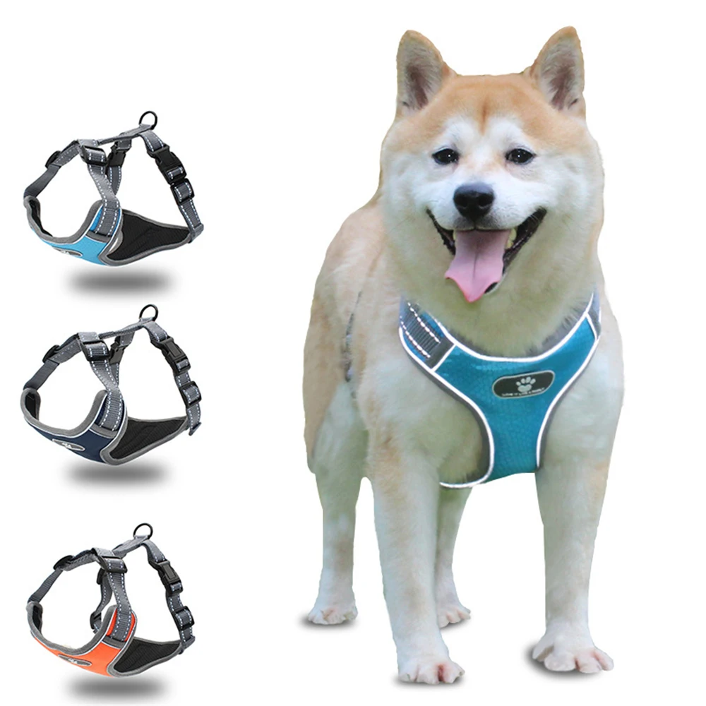 Dog Harness Vest Adjustable Reflective Breathable Mesh Harnesses For Medium Large Dog Breast-band Husky Alaskan Pet Accessories (2)