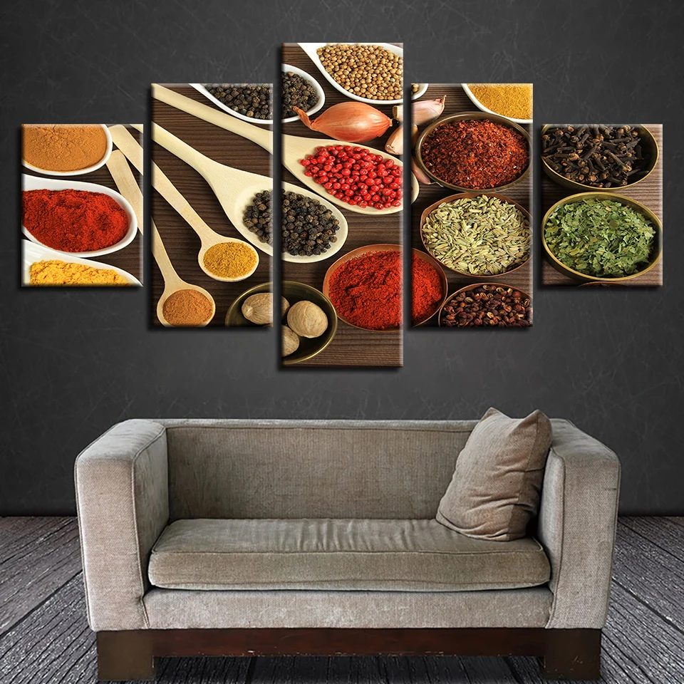 

Modern Posters Cuadros Painting On Canvas Framework Home Decoration 5 Panel Spices Living Room Wall Art HD Printed Pictures