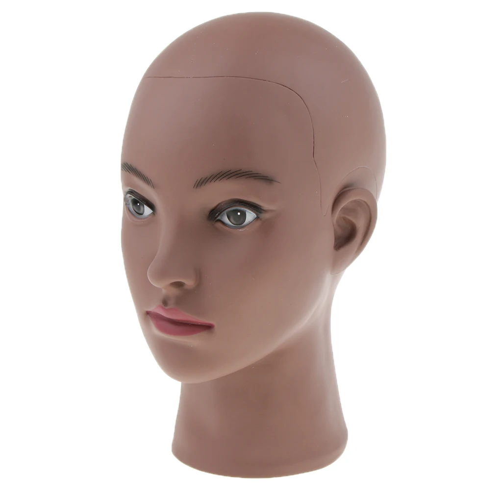 Mannequin Head Stand Brown Skin Female Pro Cosmetology Wig Hat Eyeglasses Manikin Head Model Display Stand