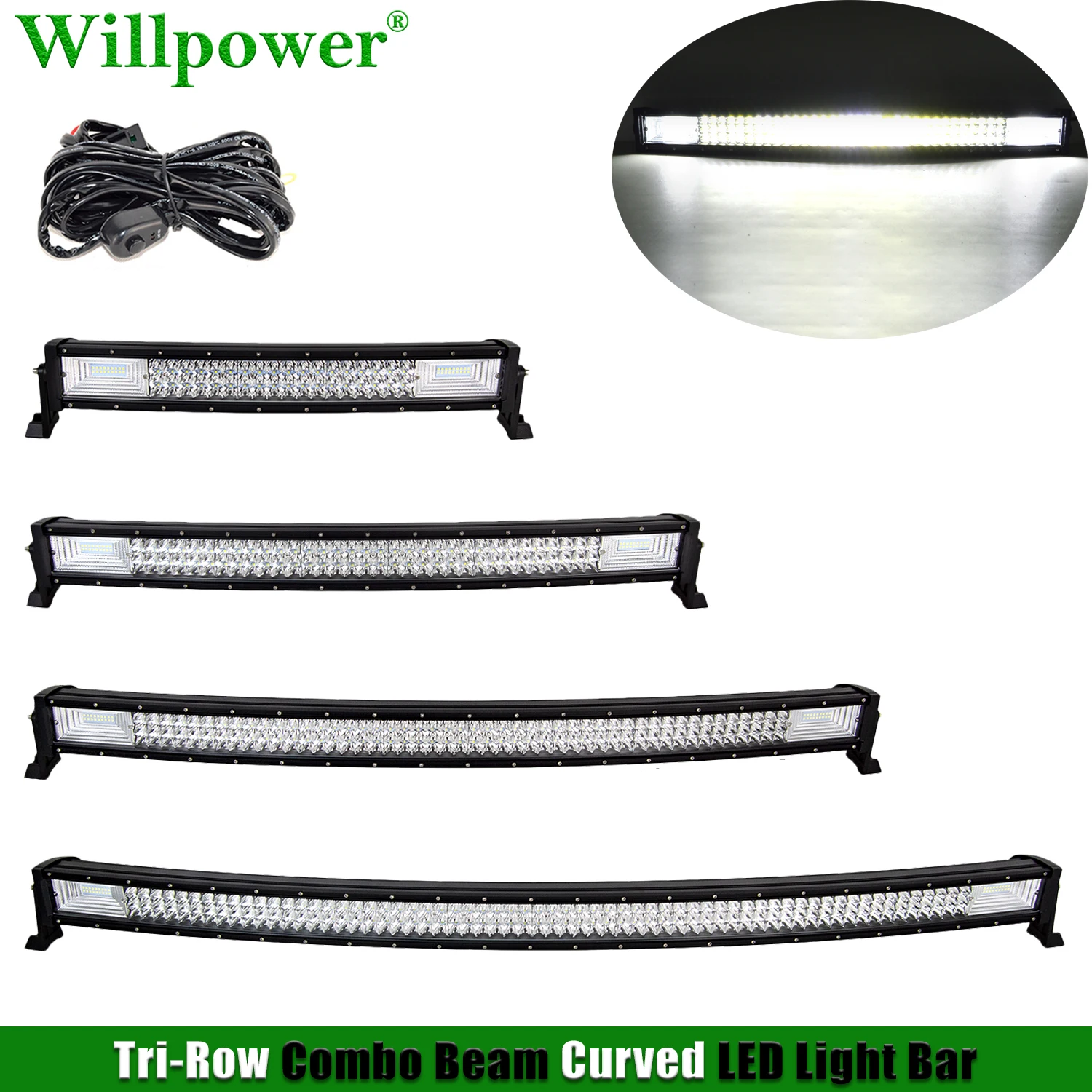 Car Roof 22" 32" 42" 52" Curved LED Light Bar For Jeep Chevy Dodge Polaris SUV Offroad 4x4 Truck Fog Driving Lamp |