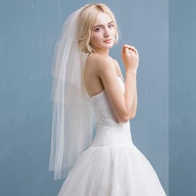 

Simple One-layer Ankle Length Bridal Waltz Veils White Ivory Cut Edge Tulle Wedding Veils Wedding Accessories