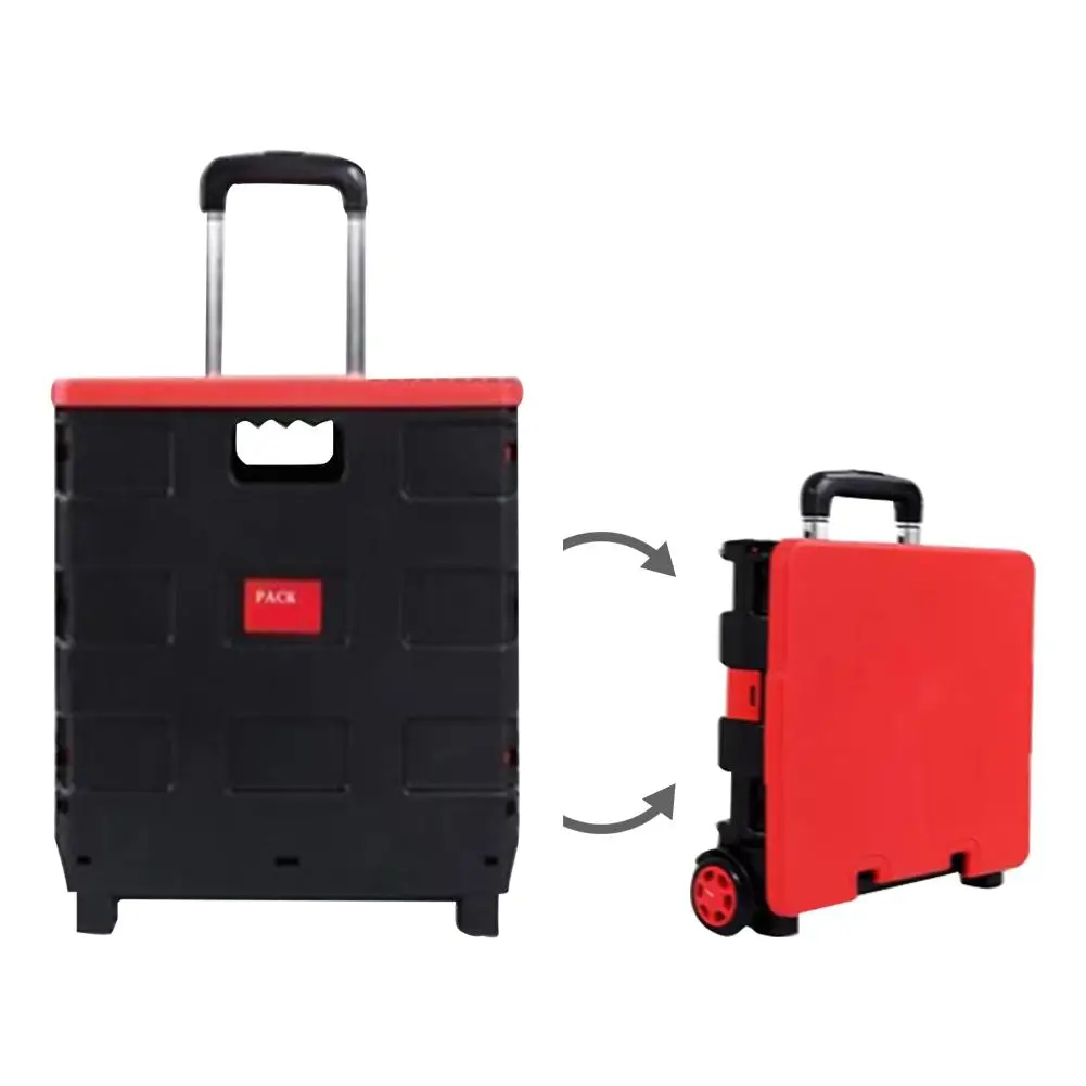 

Storage Basket Portable Folding Shopping Cart Trolley With Cover For Shopping Or Fishing A Good Helper Black Red Quick Delivery