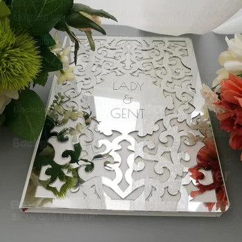

Wedding Custom Mirror Surface Signature Guest Book White Blank Page Personalized Bride Party Decor Favor Guest Gifts G012