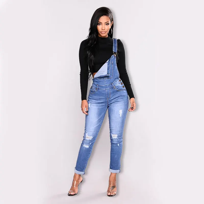 Hole Jeans Ripped Skinny Overalls Tight Women Overall Stretch Female Popular High Street Outfits |