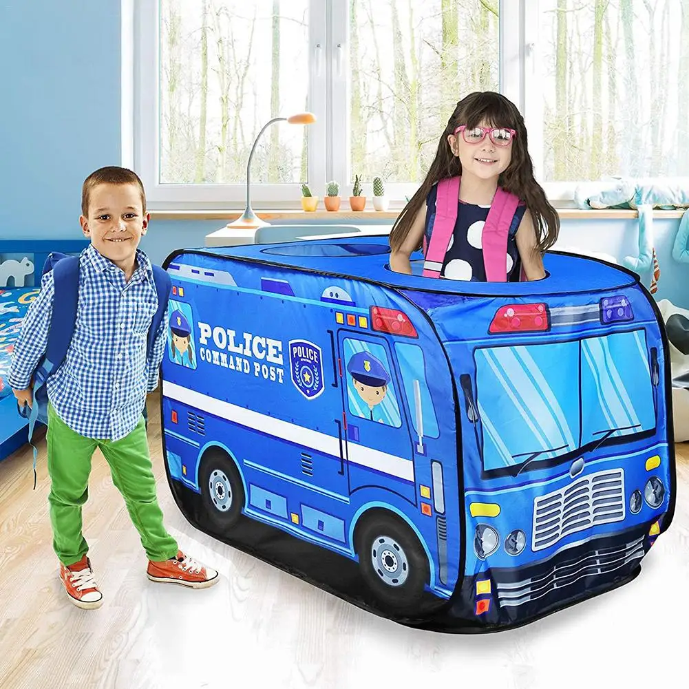 Kid Tent Pop Up Play Tent Toy Outdoor Foldable Playhouse Cloth Fire Truck Police Car Game House Bus Tent For Kids