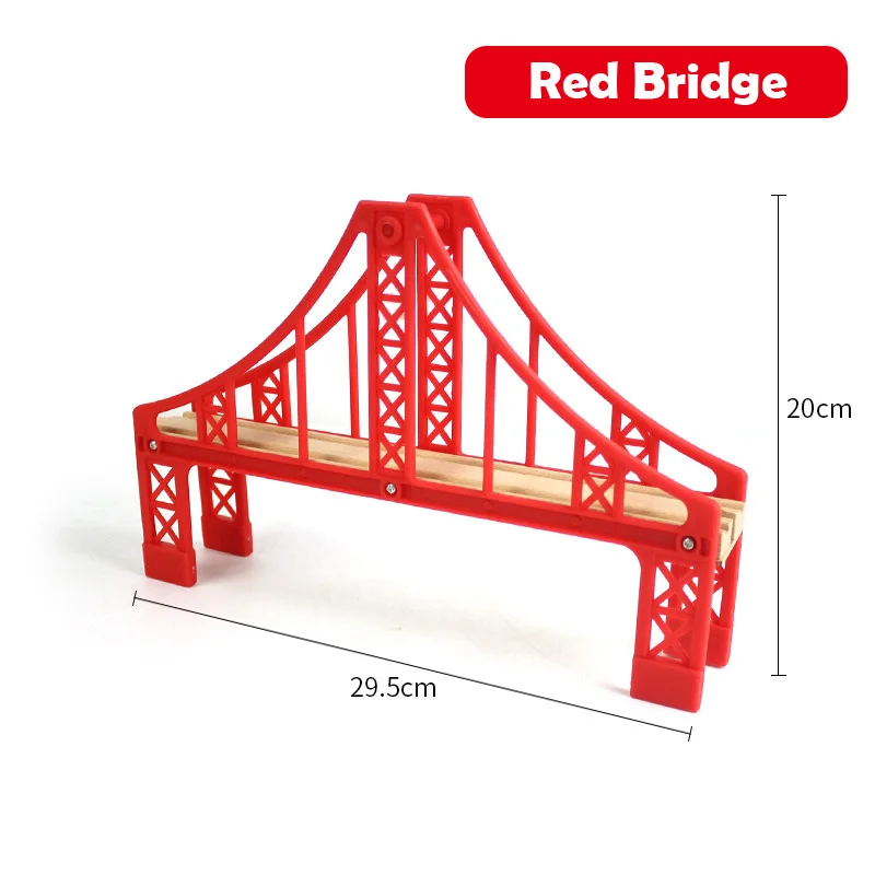 Wooden Track Railway Accessories Bridge Train Station Tunnel Cross Compatible All Brands Wood Track Educational Toys for Kids 21