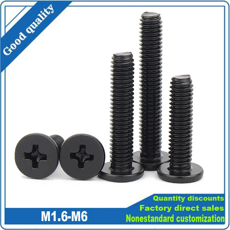 5/10/20/50pcs Cm Black 304 Stainless Steel Laptop Screws M1.6 M2 M2.5