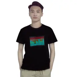 Новинка-Мужская звуковая активированная светодиодная футболка светильник мигающий рок диско эквалайзер с коротким рукавом светодиодная