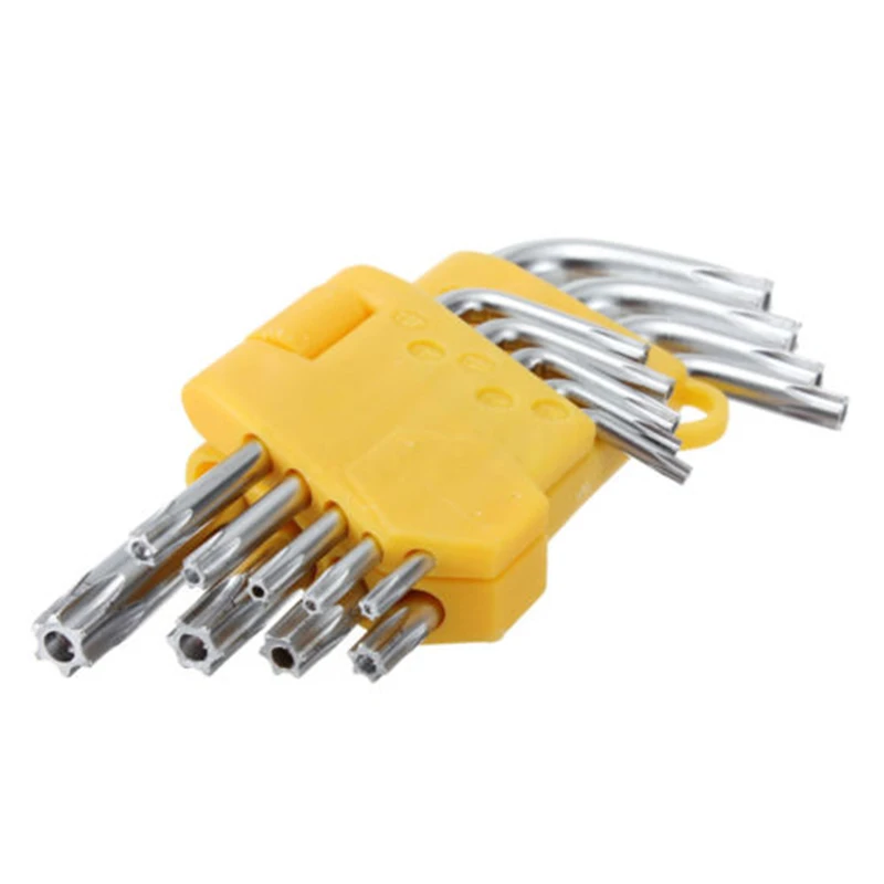 DWZ 9pcs/set Auto Anti Tamper Proof Torx Star Hex Key Wrench L-Shape T10-T50