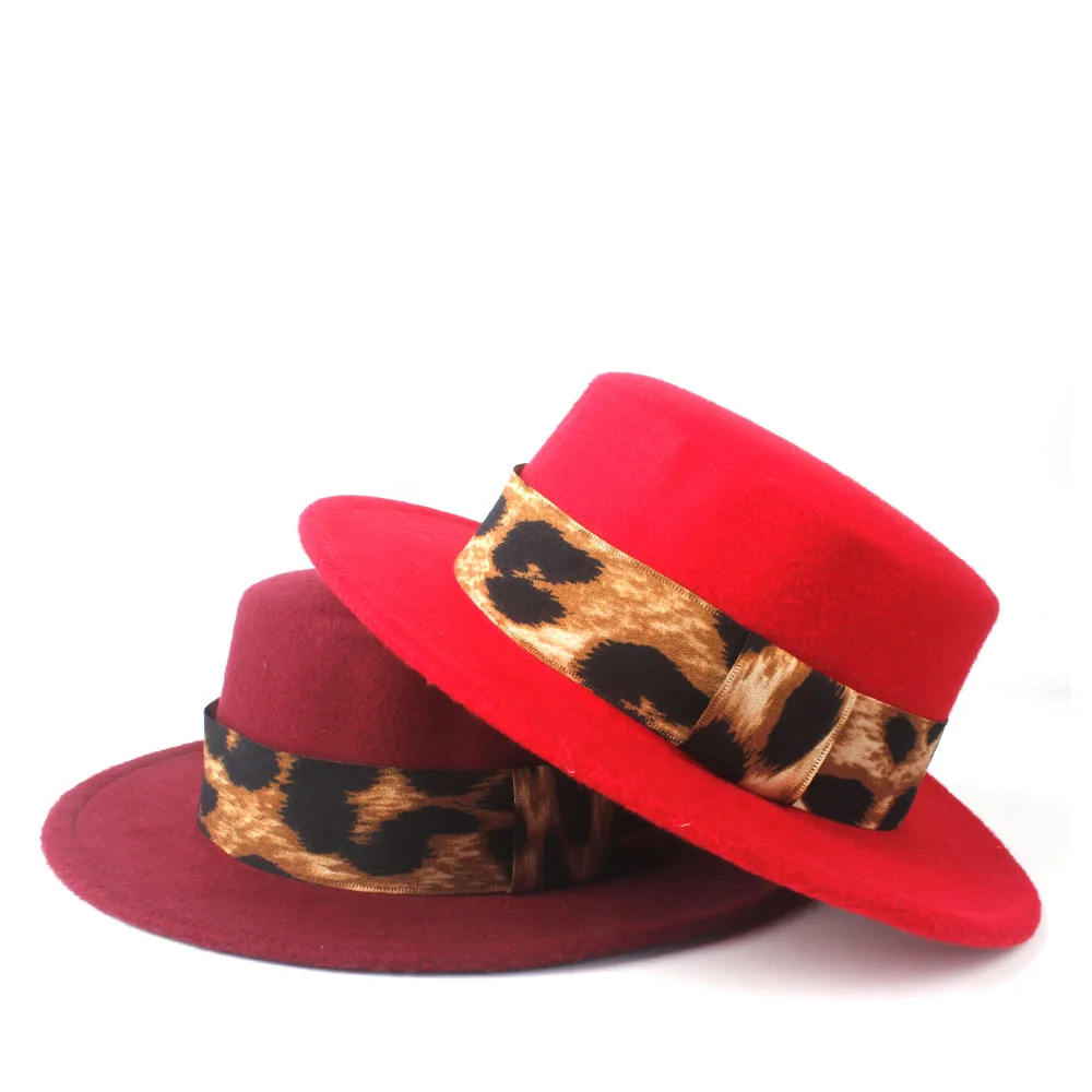 2019 Men Women Wool Flat Top Hat Wide 