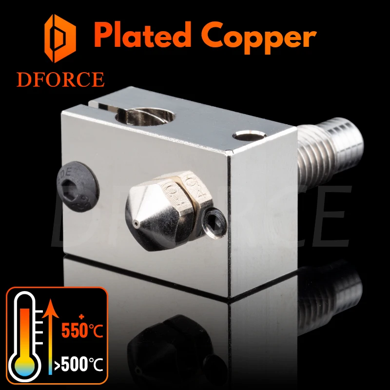 

DFORCE V6 Plated Copper Kit NOZZLE + Heat BLOCK+ TC4 Titanium alloy Heat Break for PETG carbon fiber PEI PEEK ABS NYLON