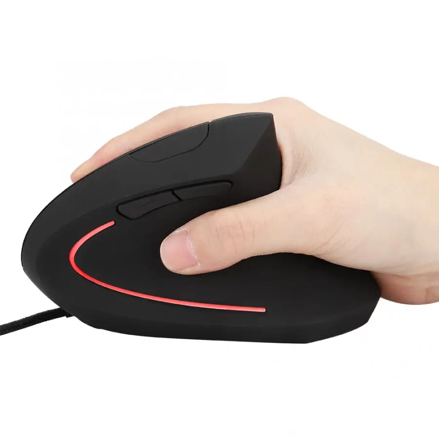 Игровая мышь 6D эргономичная 800-1200-2000-3200 dpi Регулируемая оптическая Вертикальная игровая мышь с светодиодный коврик для мыши - Цвет: Черный