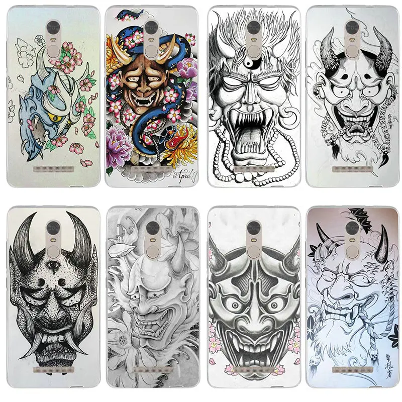 Soft TPU Phone Case Cover for Xiaomi Mi Redmi Note 3S 4 4X 4A 5 5S 5A 6 8 A1 Pro Plus Max 3 Cool Oni Hannya Demon Mask |