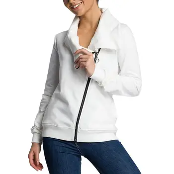 

Casual Solid Color Jackets Women Ruched High Neck Zip Up Long Sleeve Sweatshirt Coat Winter Autumn Femme chaqueta mujer куртка