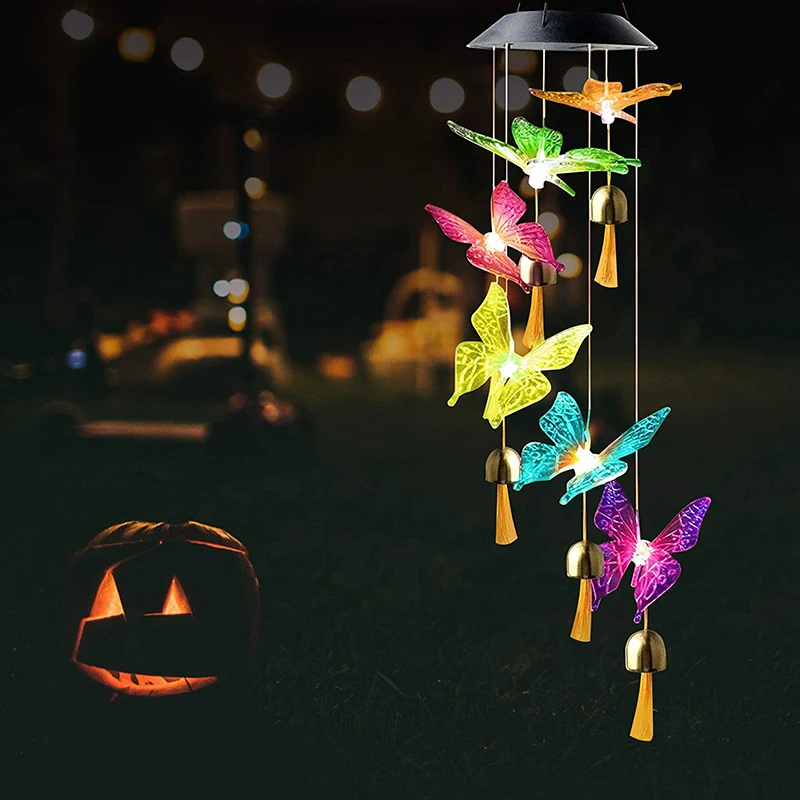 Solar Powered Windchime Color-Changing Led Hanging Lamp, Waterproof Automatic Sensor Solar Light for Outdoor Indoor 4