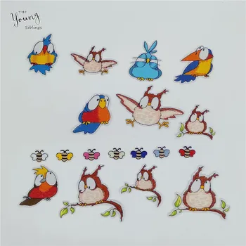 

New arrive Cartoon Bird Bee Patch Hot melt adhesive Embroidery Iron on patch DIY Motifs Stickers Badges Clothing Accessories