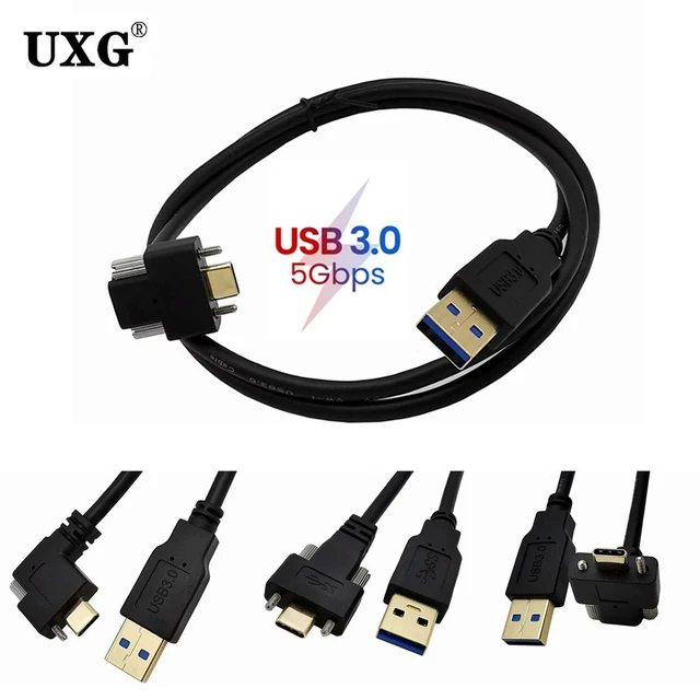 Câble USB 3.0 Type-C à Double Vis et Verrouillage