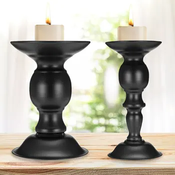 

2Pcs Black Metal Candlestick Candle Holder Stand Wedding Party Table Decoration Gifts Christmas Home Wedding Decoration