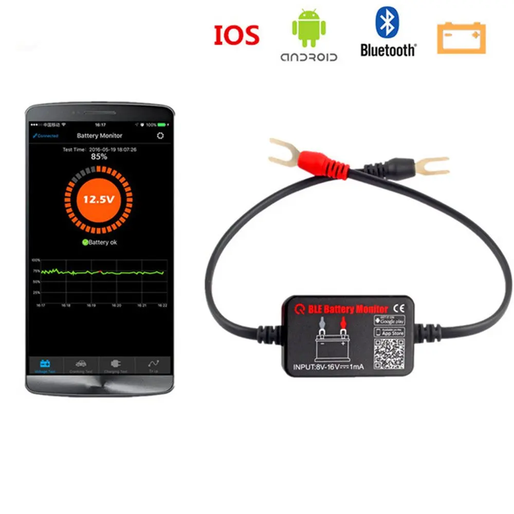 

Car Battery Tester Bluetooth Wireless Automotive 12V Auto Battery Load Tester Charging System Diagnostic Analyzer Monitor